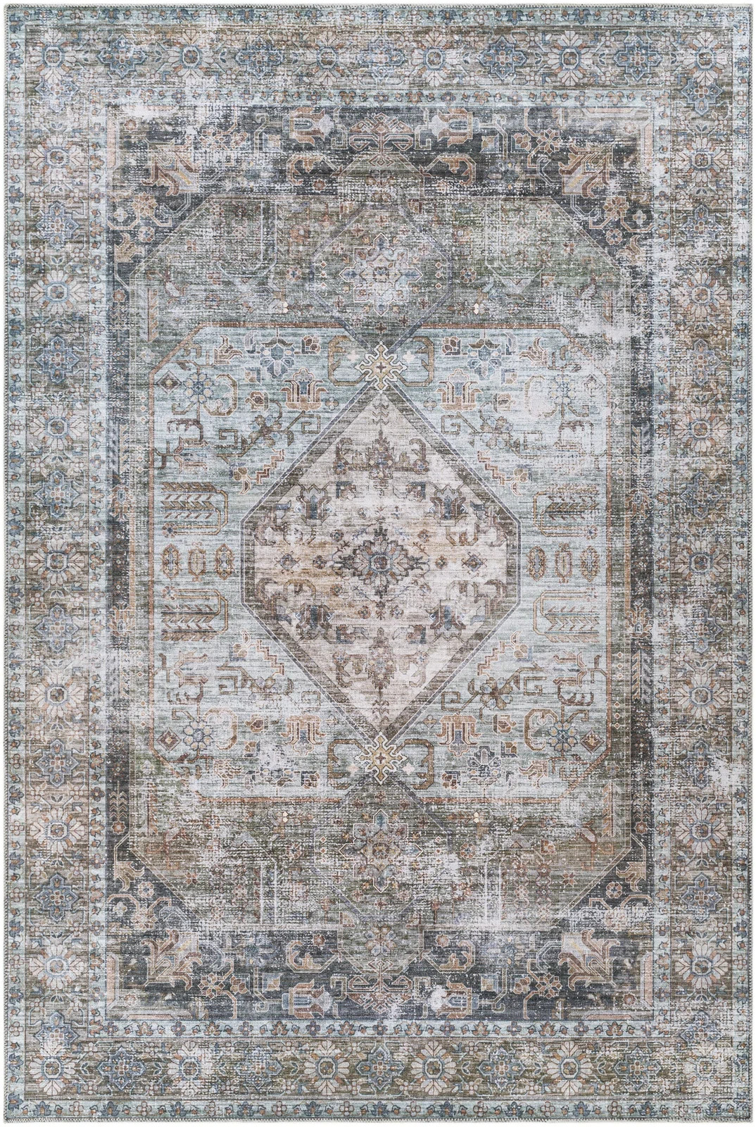 Inwelle Oriental Machine Woven Area Rug in Brown/Gray | Wayfair North America