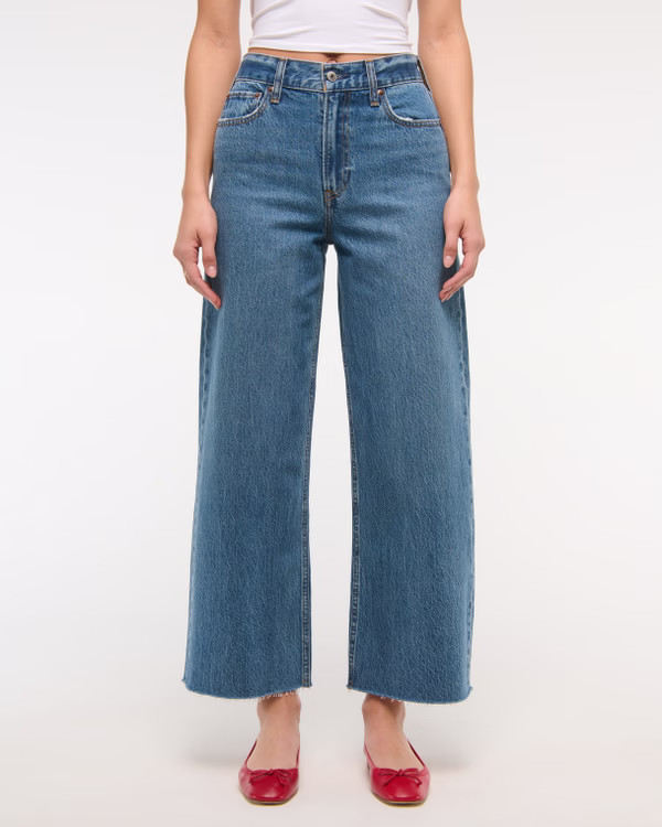 Women's High Rise Cropped Wide Leg Jean | Women's Clearance | Abercrombie.com | Abercrombie & Fitch (US)