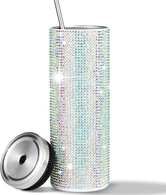 Bling Cup 20oz Rhinestone Water Bottle Glitter Tumbler Diamond Glitter Cups with Lids and Straws ... | Amazon (US)
