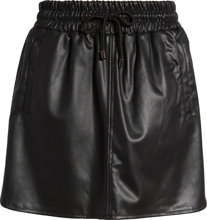 Drawstring Faux Leather Miniskirt | Nordstrom