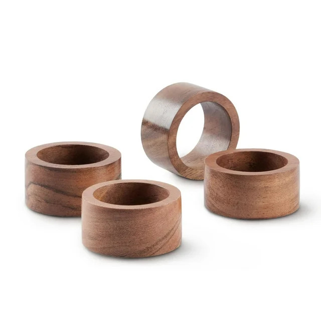 Better Homes & Garden Napkin Rings, Brown, 2"W x 1"L, 4 Pieces | Walmart (US)