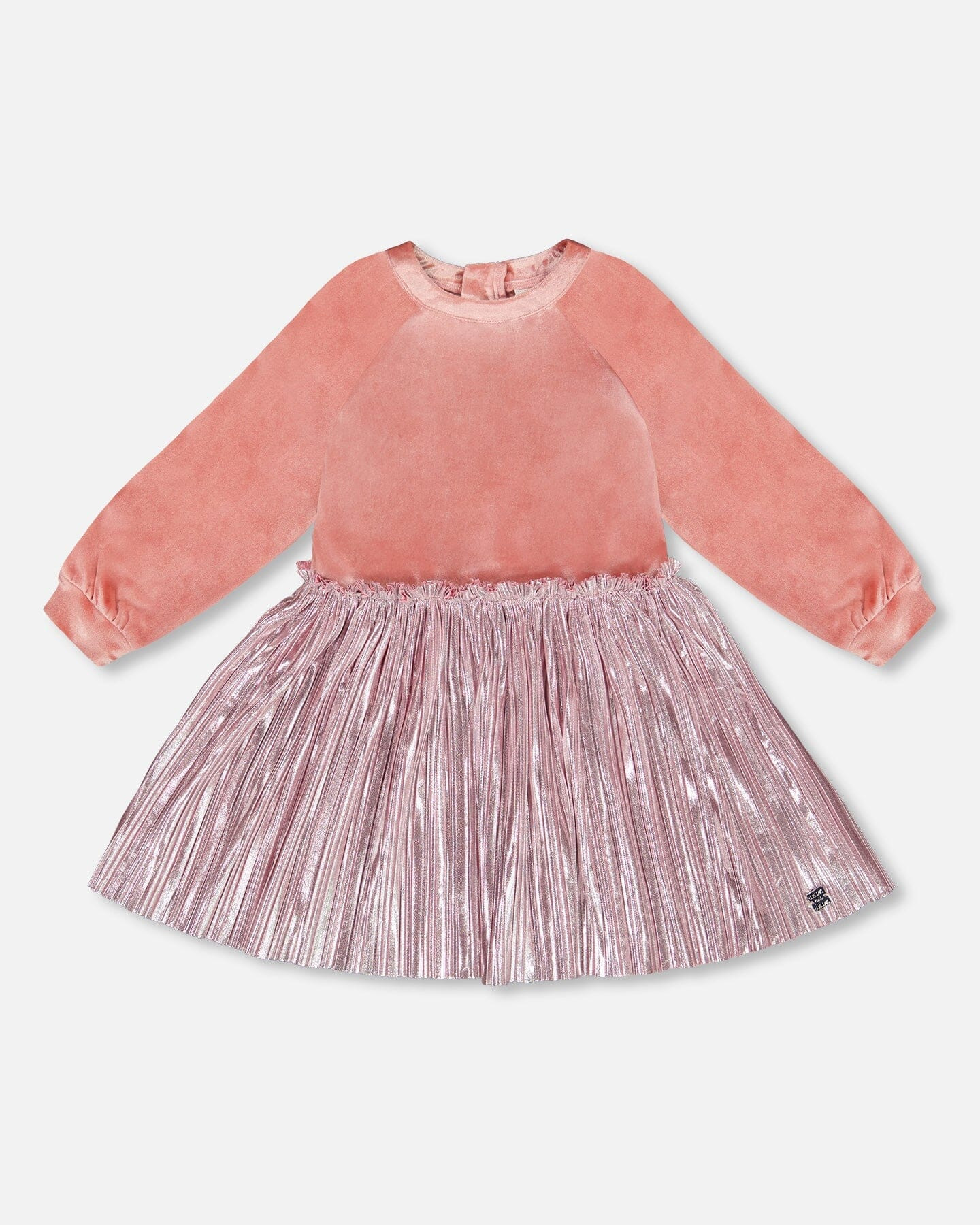 Bi-Material Long Sleeve Dress Light Pink - Deux par Deux | Deux par Deux Childrens Designer Clothing