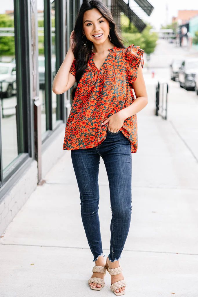 Right Place Right Time Hunter Green Floral Blouse | The Mint Julep Boutique