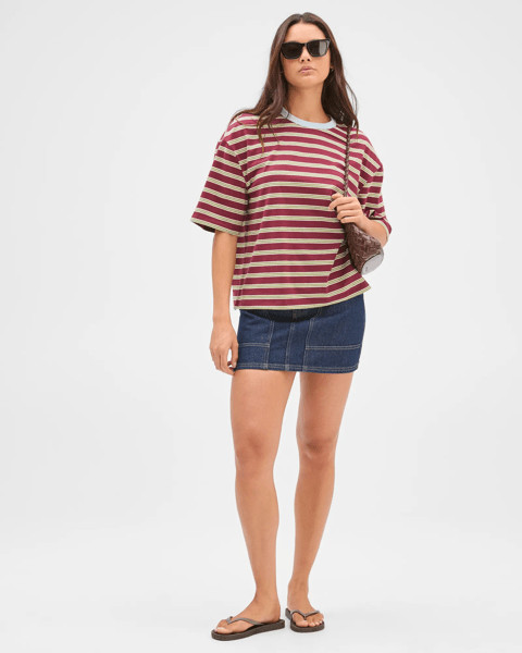 Lily Loves Australian Cotton Striped Retro T-Shirt - Mahogony Stripe | Target AU