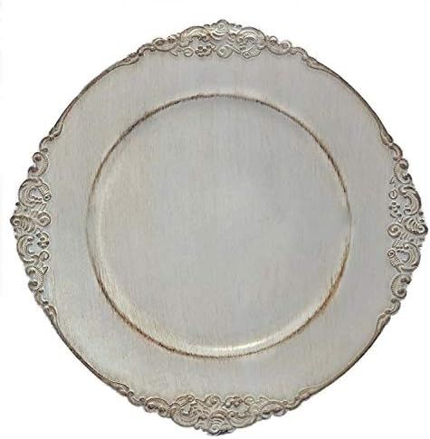 Tiger Chef Grey Charger Plates - Antique Plate Chargers for Dinner Plates - Set of 12 Dinner Char... | Amazon (US)
