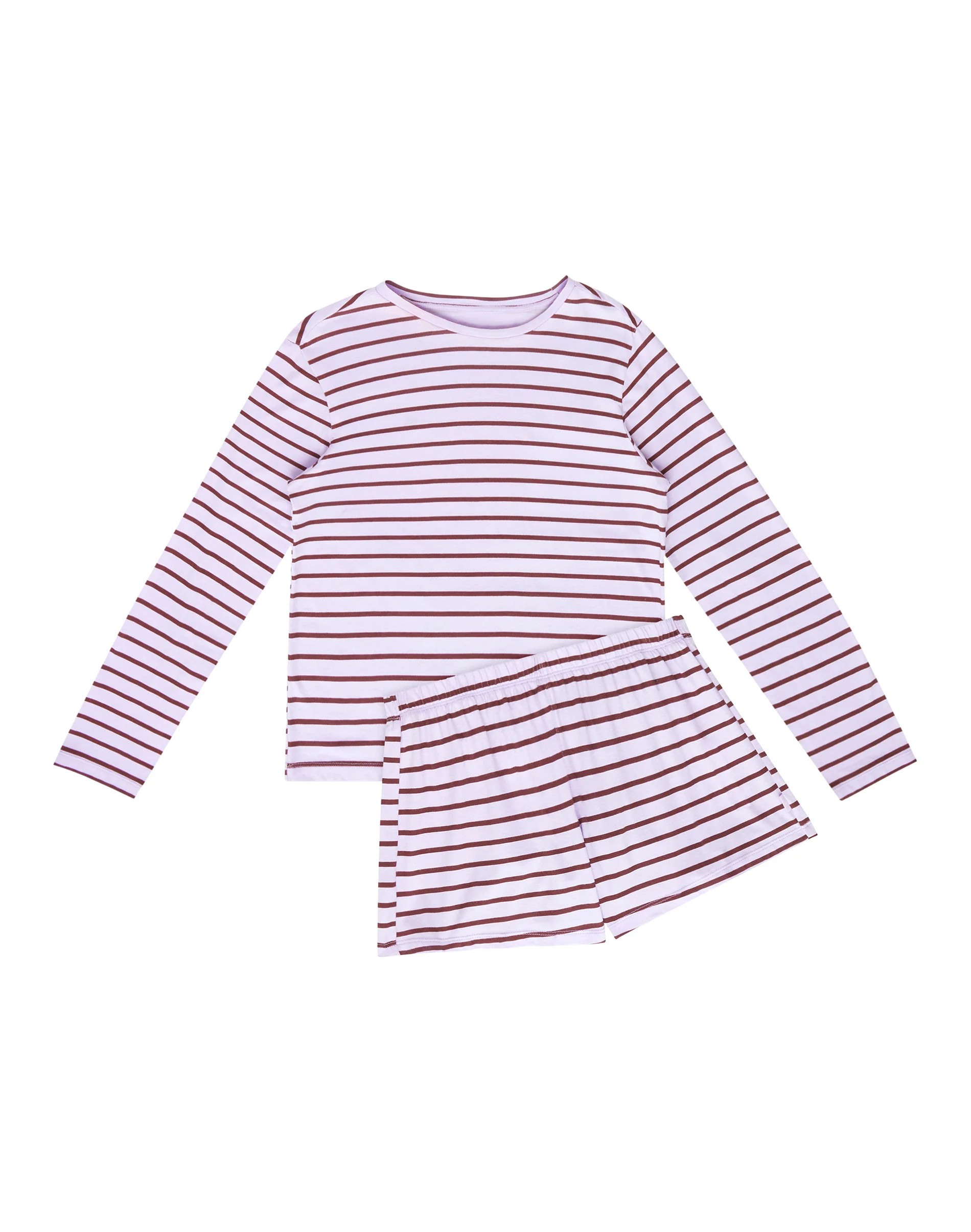 Hanes Women's SuperSoft Pajama Set, Loungewear Lilac/Chocolate Drop Stripe S | Hanes.com