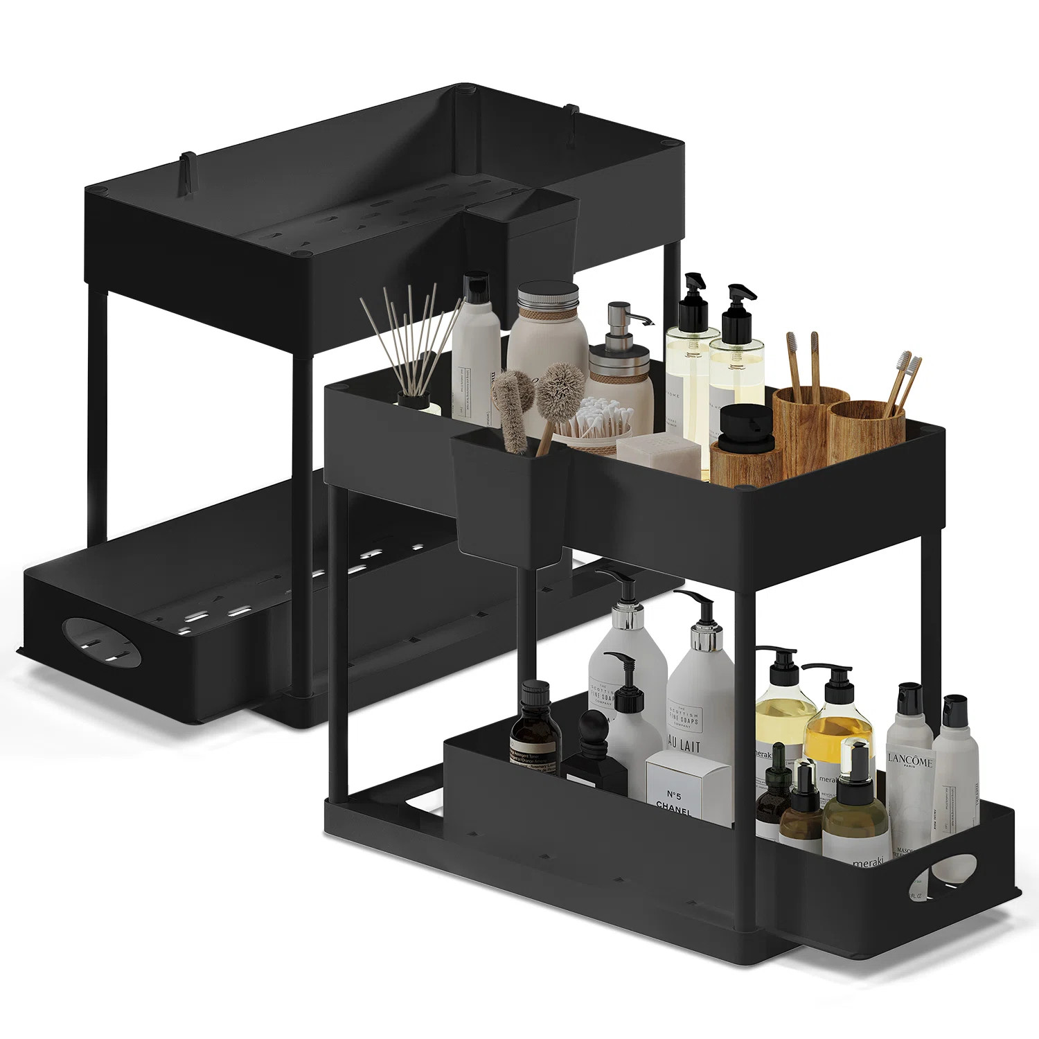 StorageBud 2 Tier Non-Slip Grip Kitchen Under Sink Organizer with Side Caddy & Sliding Drawer & R... | Wayfair North America