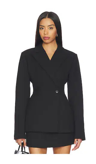 x Jasmine Tookes Kari Classic Suiting Blazer in Black | Revolve Clothing (Global)