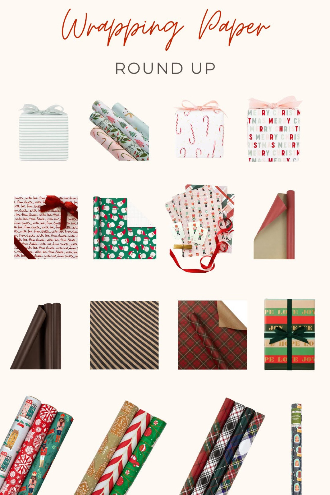 Neutral wrapping paper, pastel wrap paper, preppy wrapping paper, boho wrapping paper, black Santa wrapping paper, modern wrapping paper, plaid wrap paper 

#LTKfamily #LTKhome #LTKHoliday