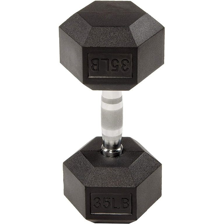 BalanceFrom Rubber Encased Hex Dumbbells, 35 lbs Pair, Black | Walmart (US)