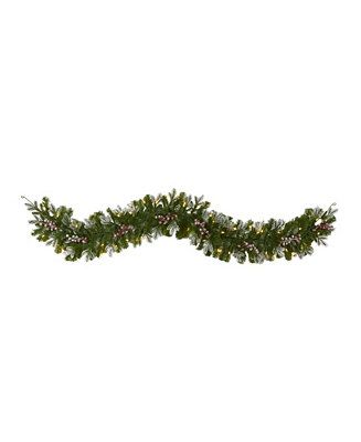 Nearly Natural Snow Tipped Artificial Christmas Garland with 50 Warm LED Lights and Berries & Rev... | Macys (US)