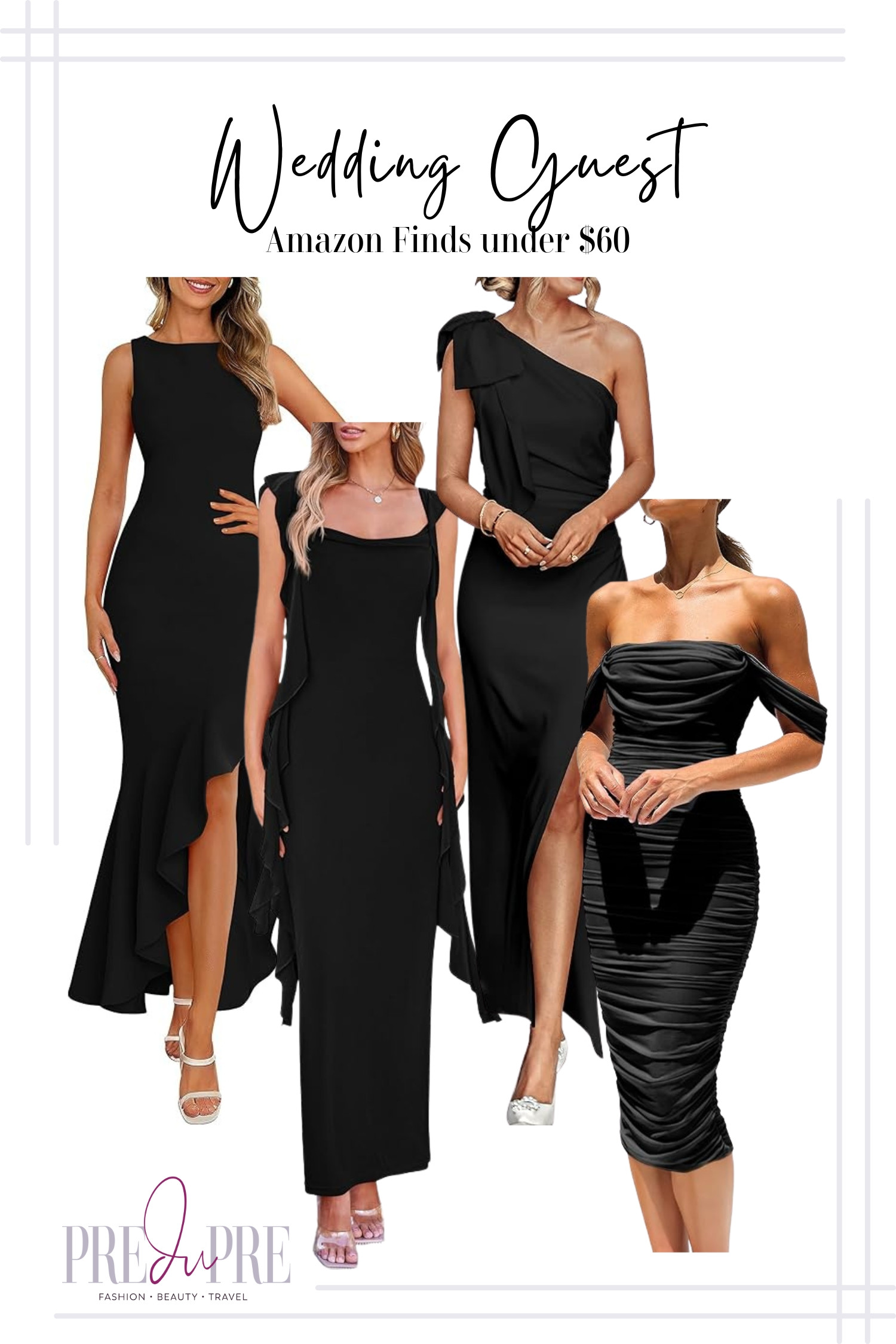 A little black dress is always a good idea, especially for a wedding! I’ve found four stunning black wedding guest dresses on Amazon, all under $60. These dresses feature different styles—from a sleek, modern silhouette to a classic mermaid cut—so you can find the perfect fit. Shop these elegant and affordable options on my LTK page and be the best-dressed guest! #weddingguest #weddingguestdress #blackdress #dresses #amazonfinds #fashion #style #outfitinspo #predupre #weddingseason 

 #LTKParties #LTKFindsUnder100 #LTKWedding