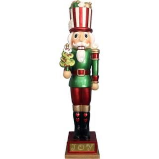 Fraser Hill Farm 48 in. Green Christmas Candy-Look Nutcracker Greeter Holding Tree FFRS048-NC0-RD... | The Home Depot