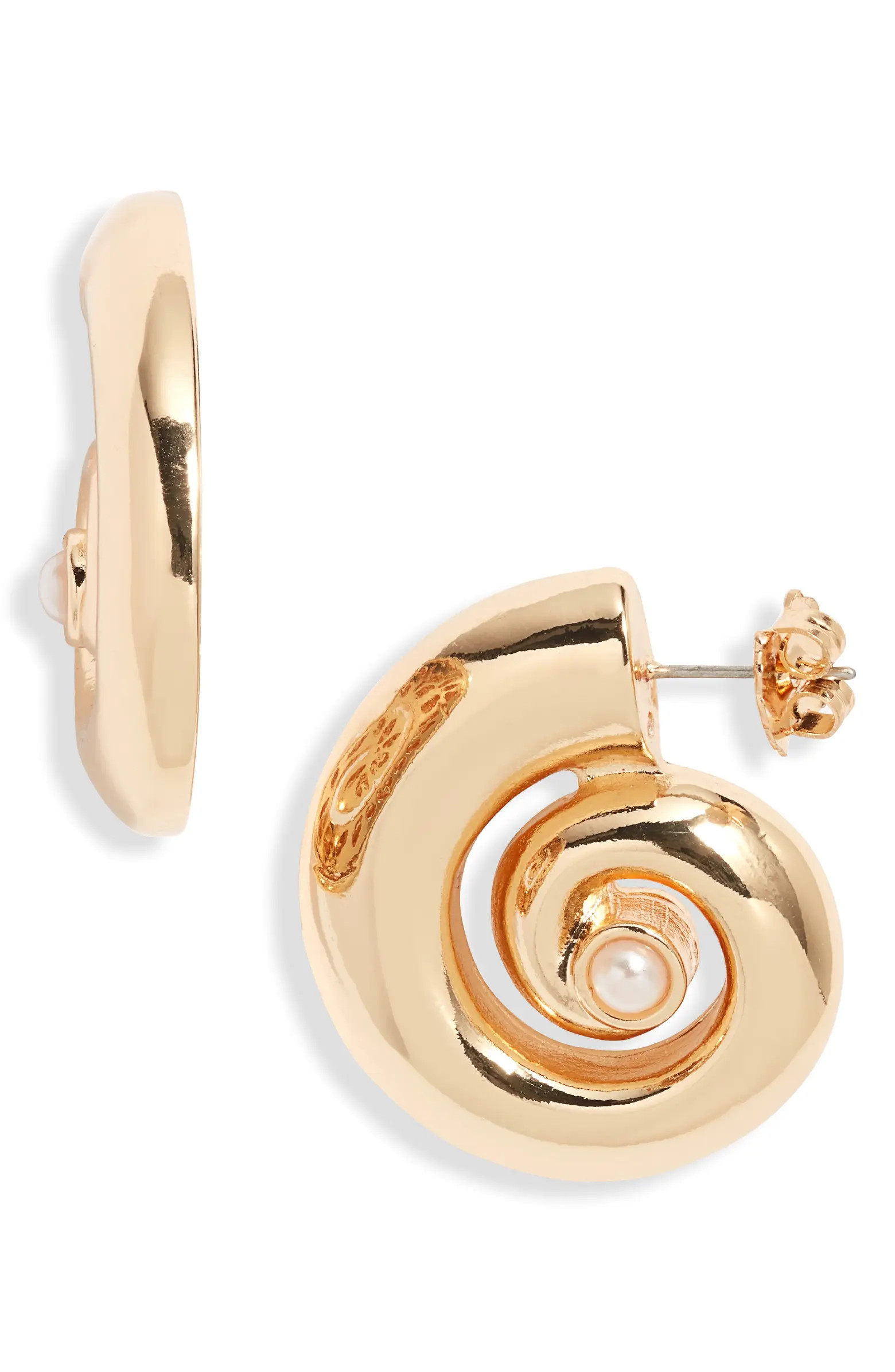 Open Edit Faux Pearl Shell Earrings | Nordstrom | Nordstrom