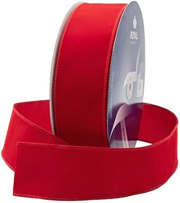 Royal Imports Wired Traditional Red Velvet Christmas Ribbon Waterproof with Red Edge 2.5 Inches (... | Amazon (US)