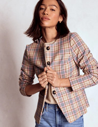 Click for more info about Hampstead Linen Blazer-Brown, Pink & Navy Check