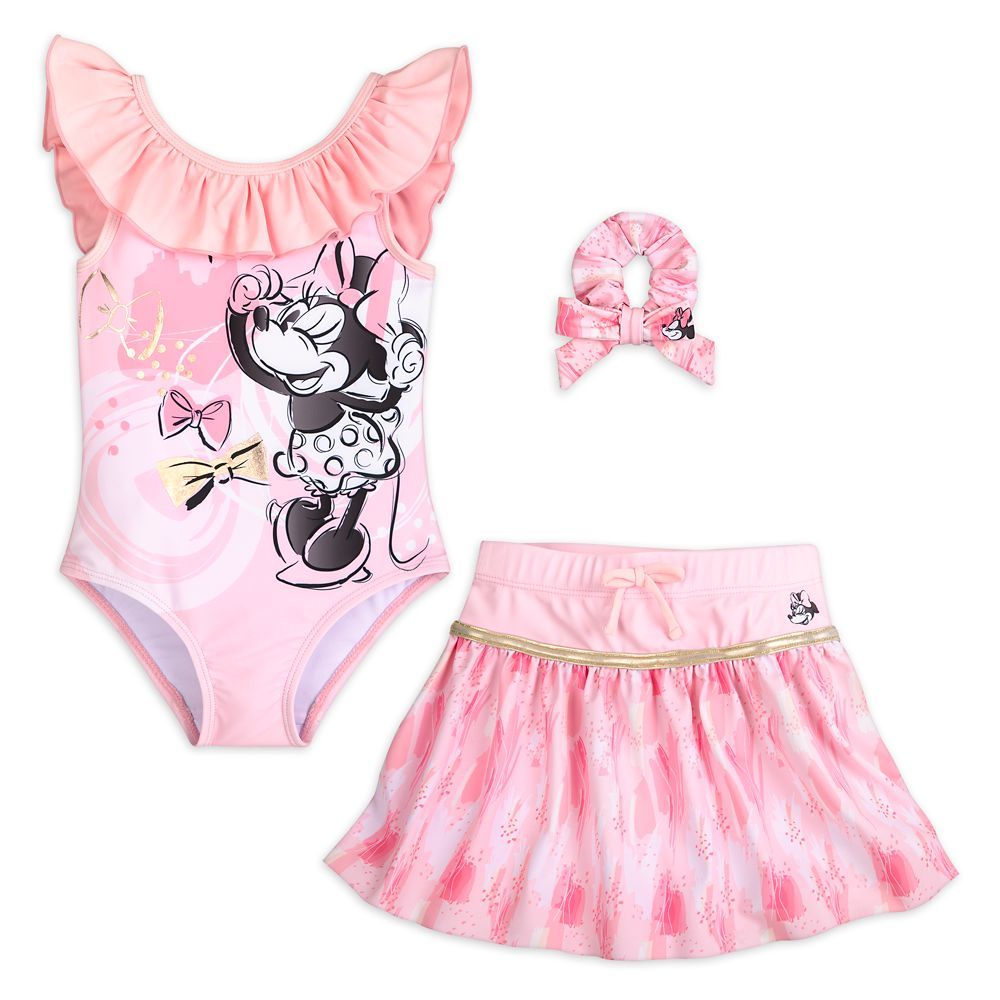 Minnie Mouse Pink Swimsuit and Hair Scrunchie Set for Girls | Disney Store