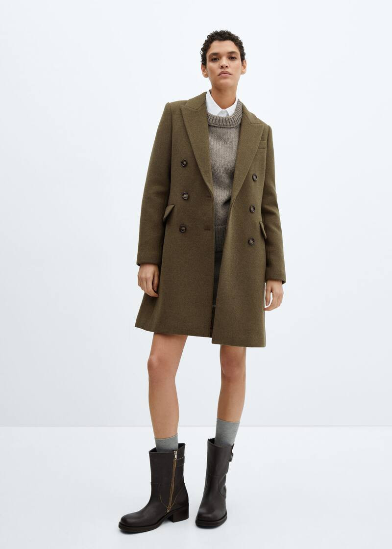 Double-breasted wool coat -  Women | Mango USA | MANGO (US)