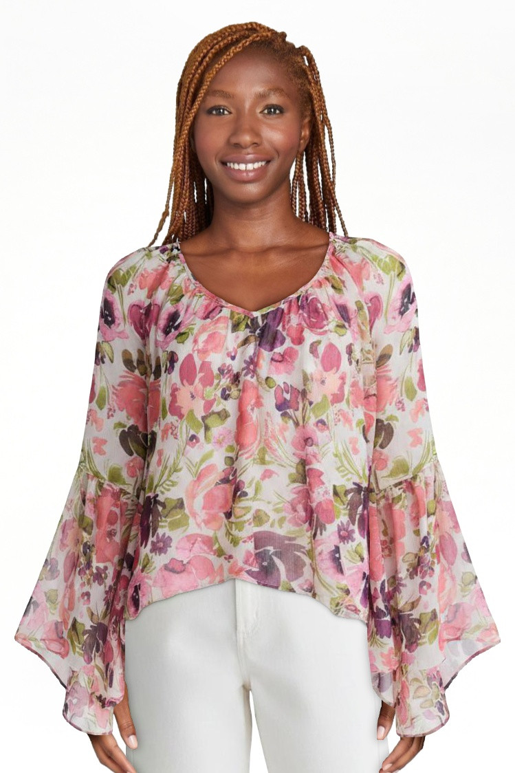 Scoop Women's and Women's Plus Flowy Asymmetrical Sheer Top, Sizes XS-4X | Walmart (US)