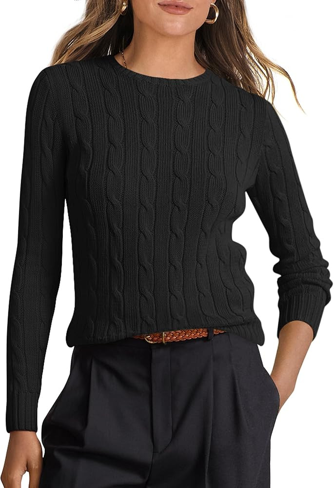 ANRABESS Sweaters for Women Long Sleeve Cable Knit Pullover | Amazon (US)