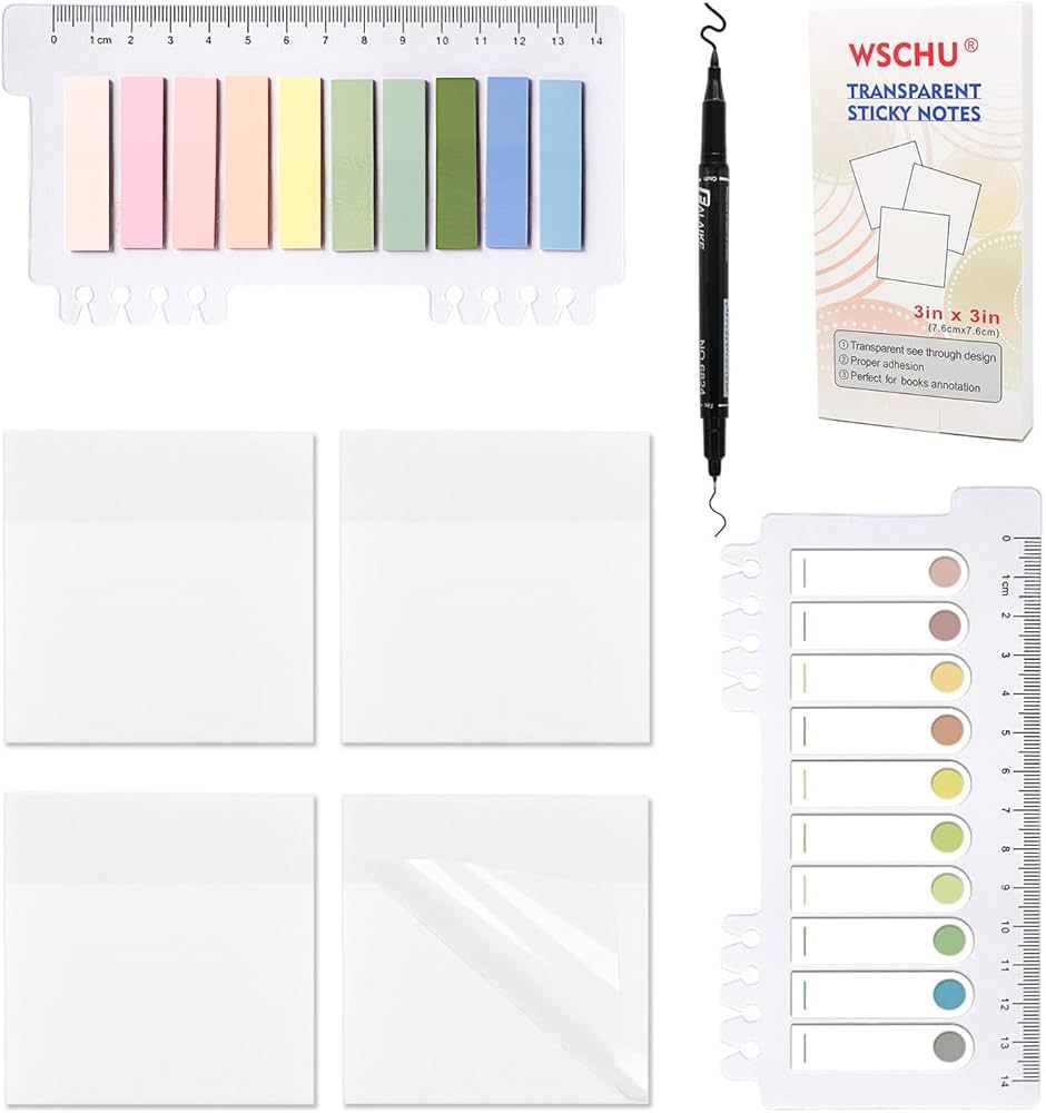 600 Sheets Transparent Sticky Notes, 3 x 3 inch Clear See Through Sticky Notes and Translucent St... | Amazon (US)