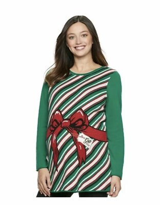 Ugly Christmas Sweater Maternity - Best Gift Ever Candy Cane, Red Bow | eBay US