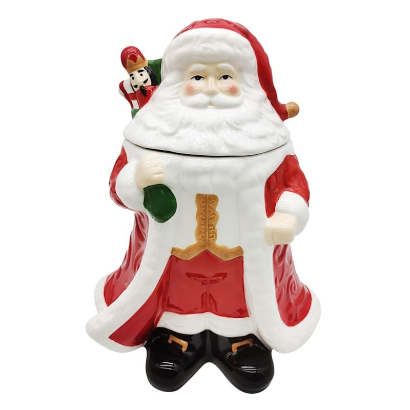 Classic Christmas Santa with Blue Eyes Cookie Jar | At Home