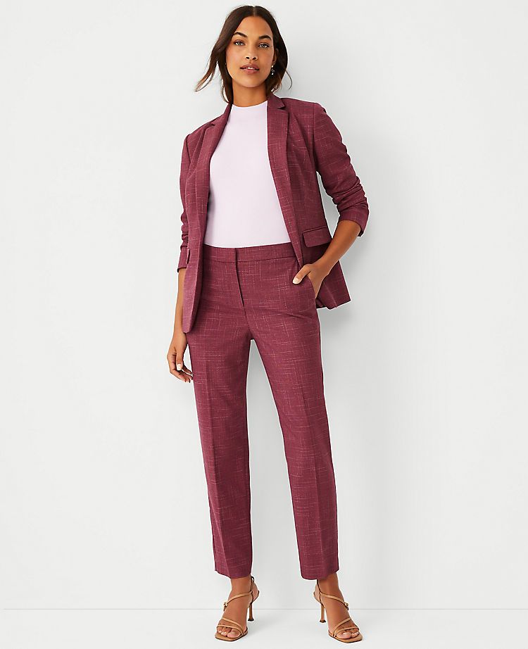 The High Waist Slim Ankle Pant in Cross Weave | Ann Taylor (US)