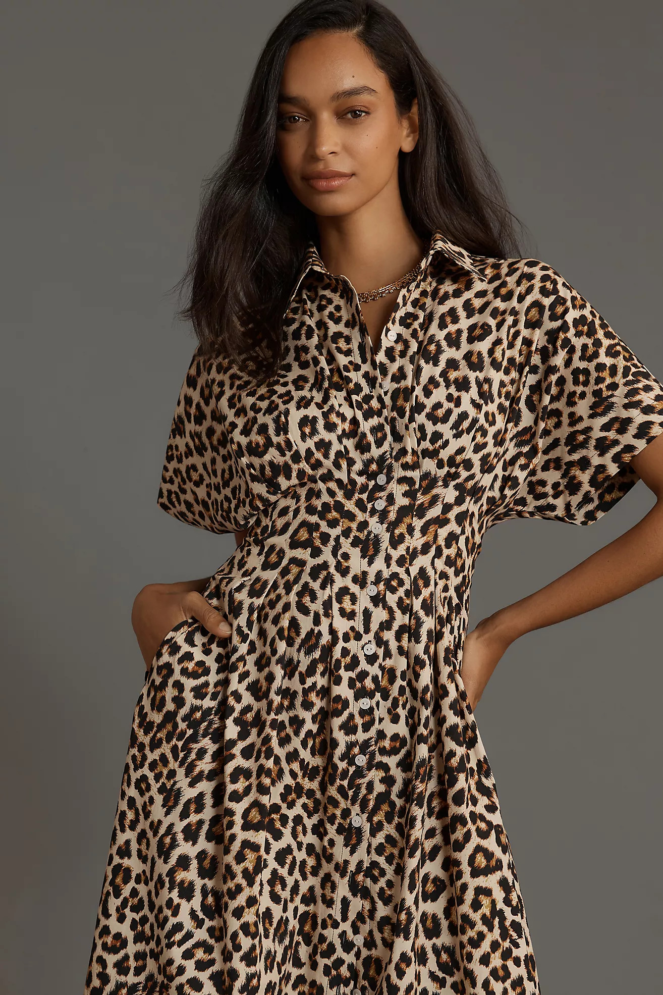 The Tobie Button-Front Pleated Shirt Dress by Exquise | Anthropologie (US)