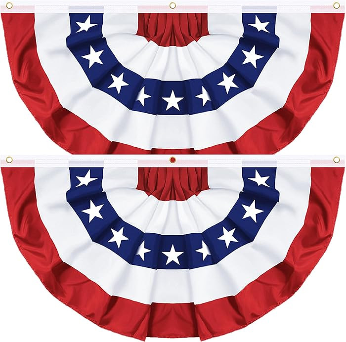 2 Pack 3x6 FT USA Pleated Fan Flag, American Bunting Flag Patriotic Half Fan Banner 4th of July D... | Amazon (US)