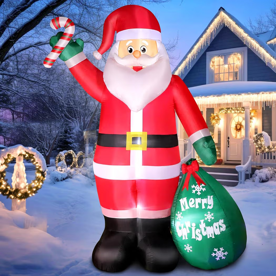 8 FT Christmas Inflatable Santa Claus with Candy and Big Gift Bag Outdoor Decor, Blow Up IP44 Wea... | Amazon (US)