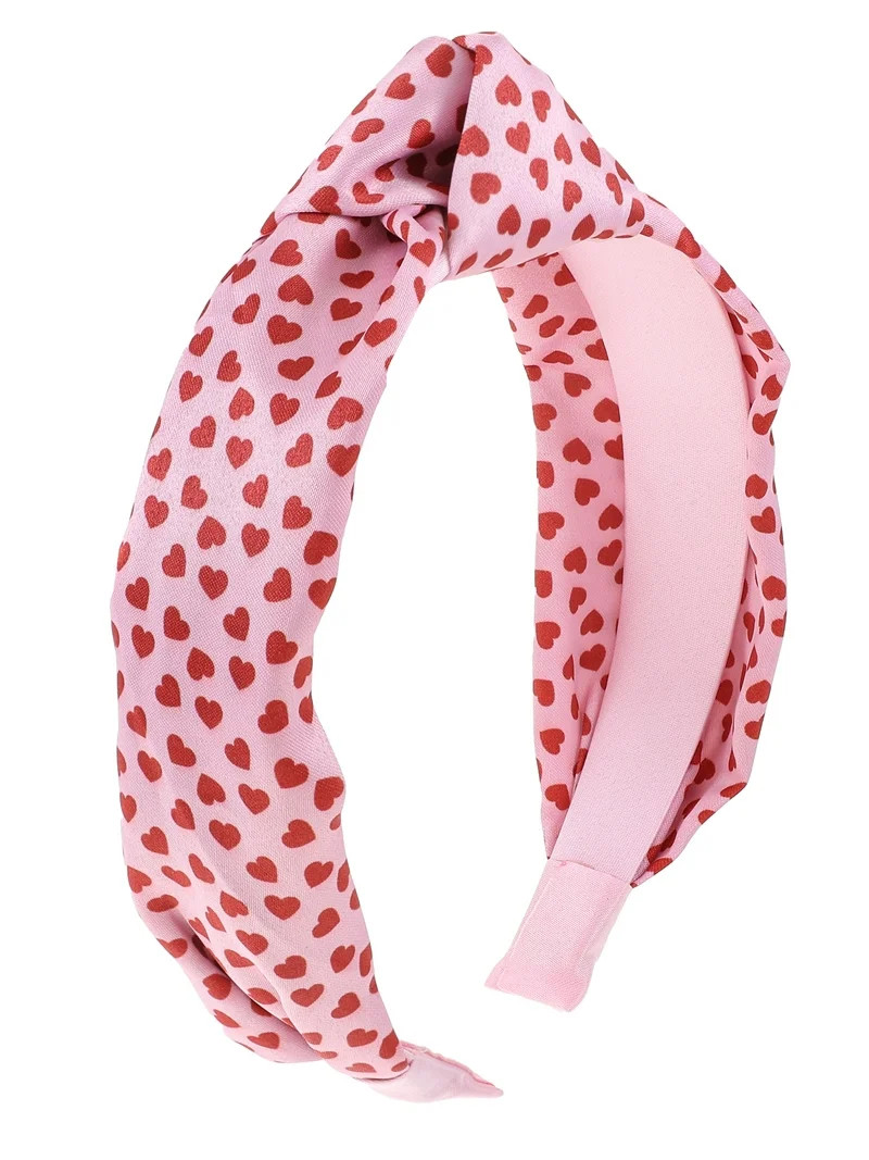 Way to Celebrate Valentine's Day Pink Hearts Fabric Headband, 1 Piece | Walmart (US)