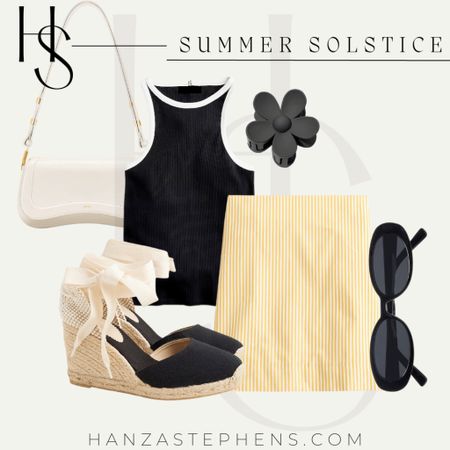 Pairing a light yellow patterned skirt with an easy everyday black tank is what summer dreams are made of! Mix and match accessories to make this outfit one of your go-tos for all season long.

#LTKshoecrush #LTKstyletip #LTKSeasonal