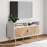 Amazon.com: Nathan James Izsak Media Console, TV Stand, Entertainment Cabinet with Herringbone Do... | Amazon (US)