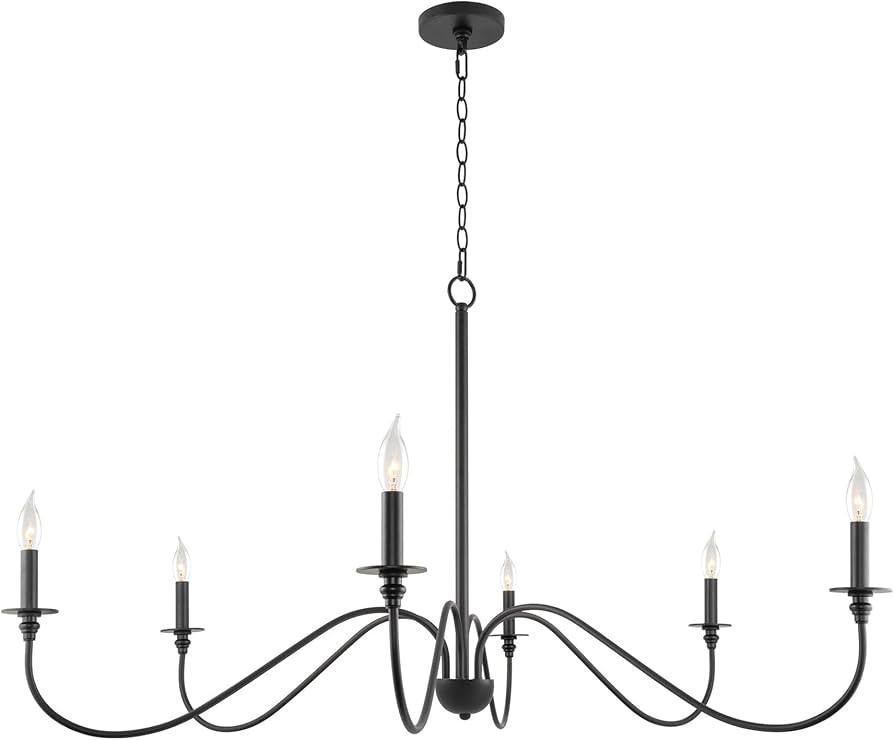 Kira Home Archer 47" 6-Light Large Modern Chandelier + Curved Arms, Adjustable Hanging Height, Bl... | Amazon (US)