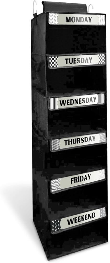 Korgi Co 6-Shelf Weekly Hanging Closet Clothing Organizer with Side Pockets, Days of The Week Clo... | Amazon (US)