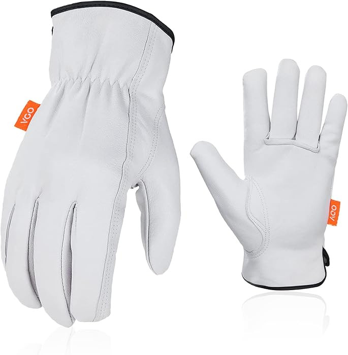 Vgo... 1-Pair Unlined Top Grain Goatskin Work and Driver Gloves for Men(Size M, White, GA9501) | Amazon (US)
