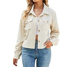 Amazon.com: Blooming Jelly Womens Corduroy Shirts Plaid Jacket Long Sleeve Crop Top Fall Fashion Sha | Amazon (US)