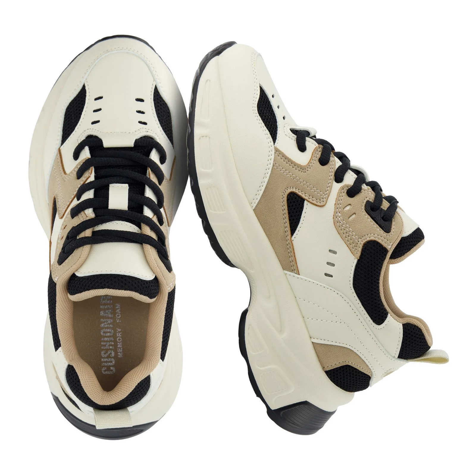 Cushionaire Strike Chunky Sneakers for Women - Memory Foam Insole, Lace-Up Fashion Athletic Shoe,... | Walmart (US)