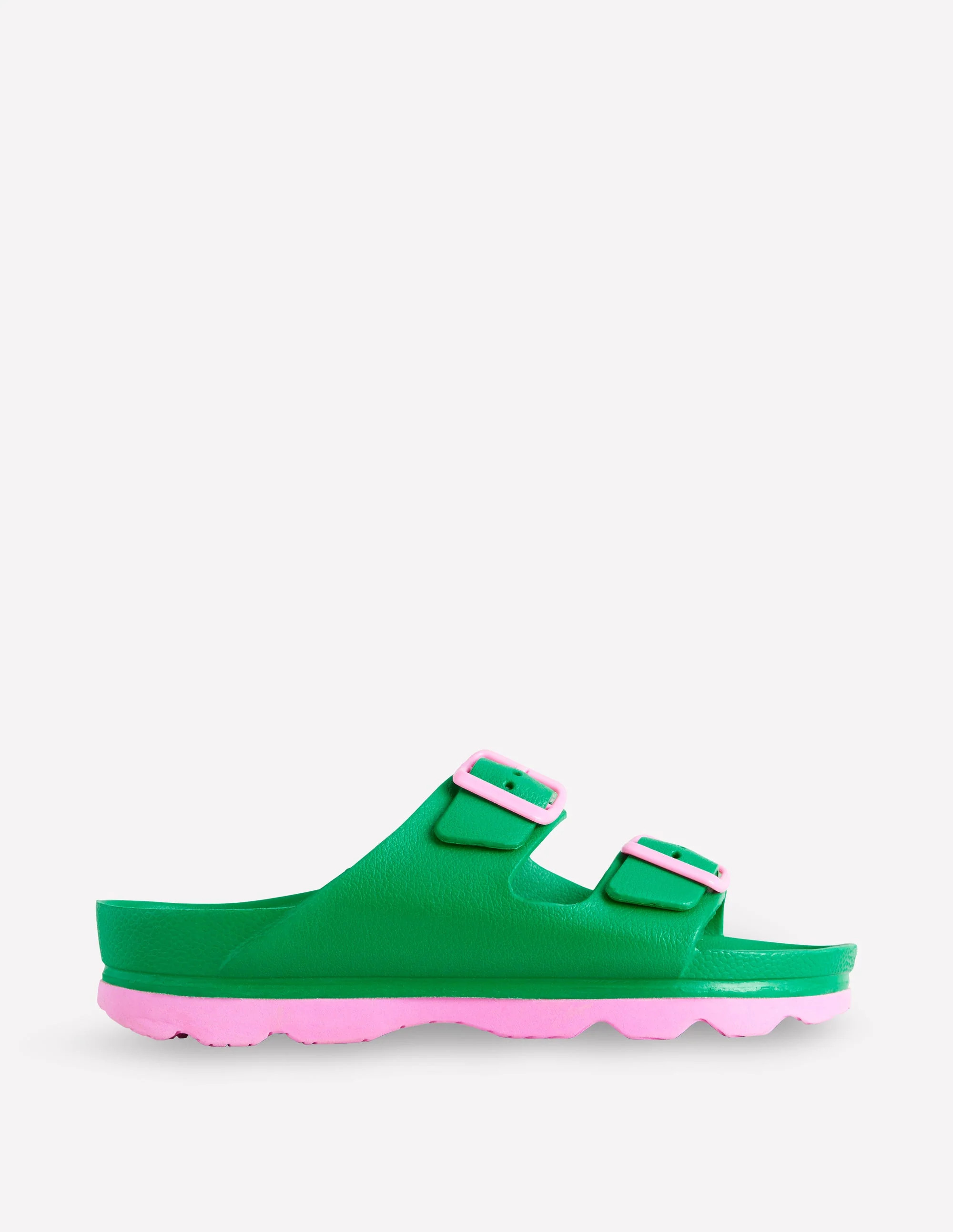 Lyla Double Buckle Sliders-Rich Emerald/Soft Pink | Boden UK