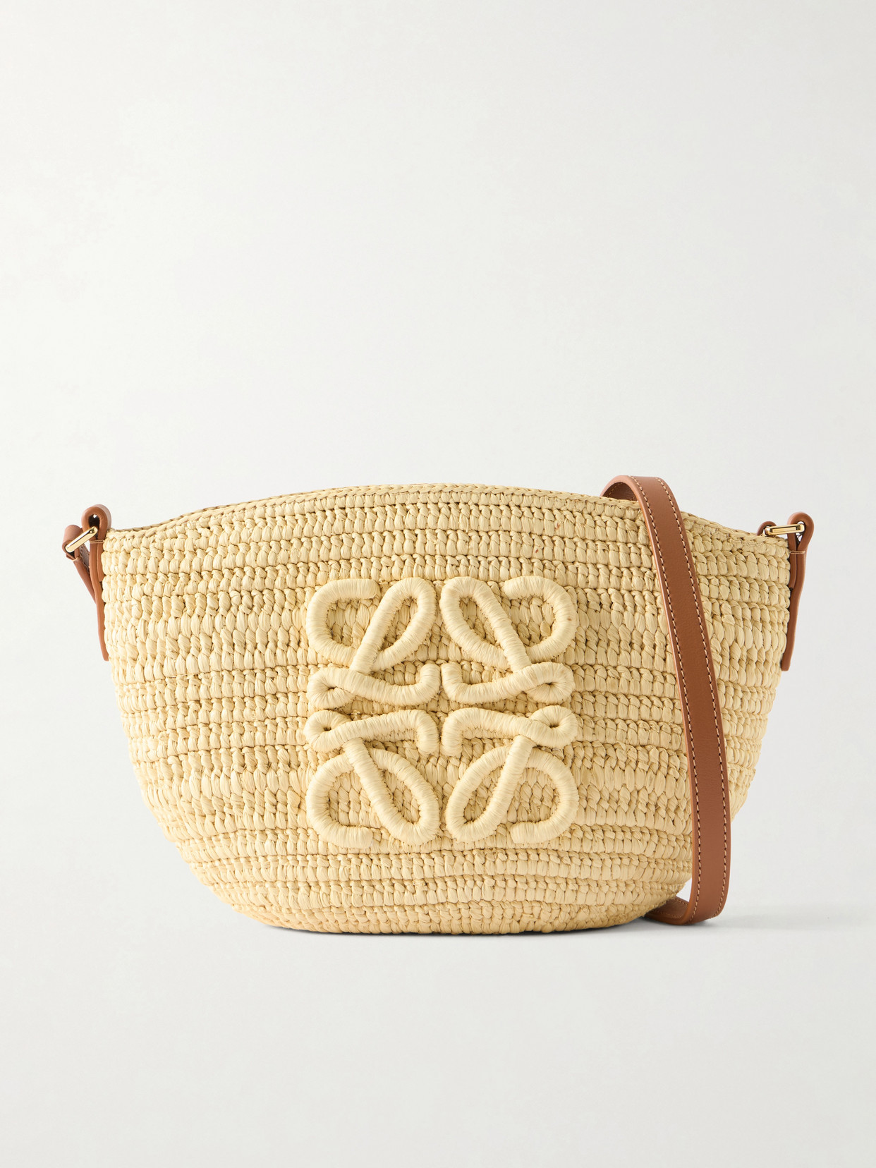 LOEWE - + Paula's Ibiza Eclipse Leather-trimmed Raffia Shoulder Bag - Neutrals | NET-A-PORTER (US)