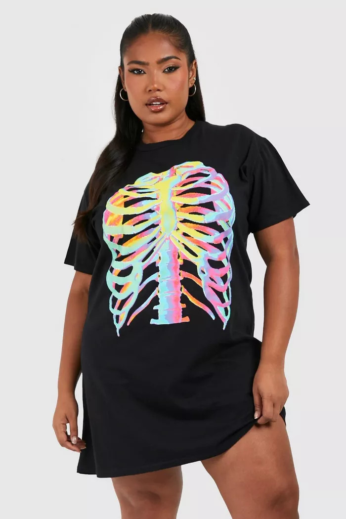 Plus Halloween Skeleton T-shirt Dress | boohoo (US & Canada)