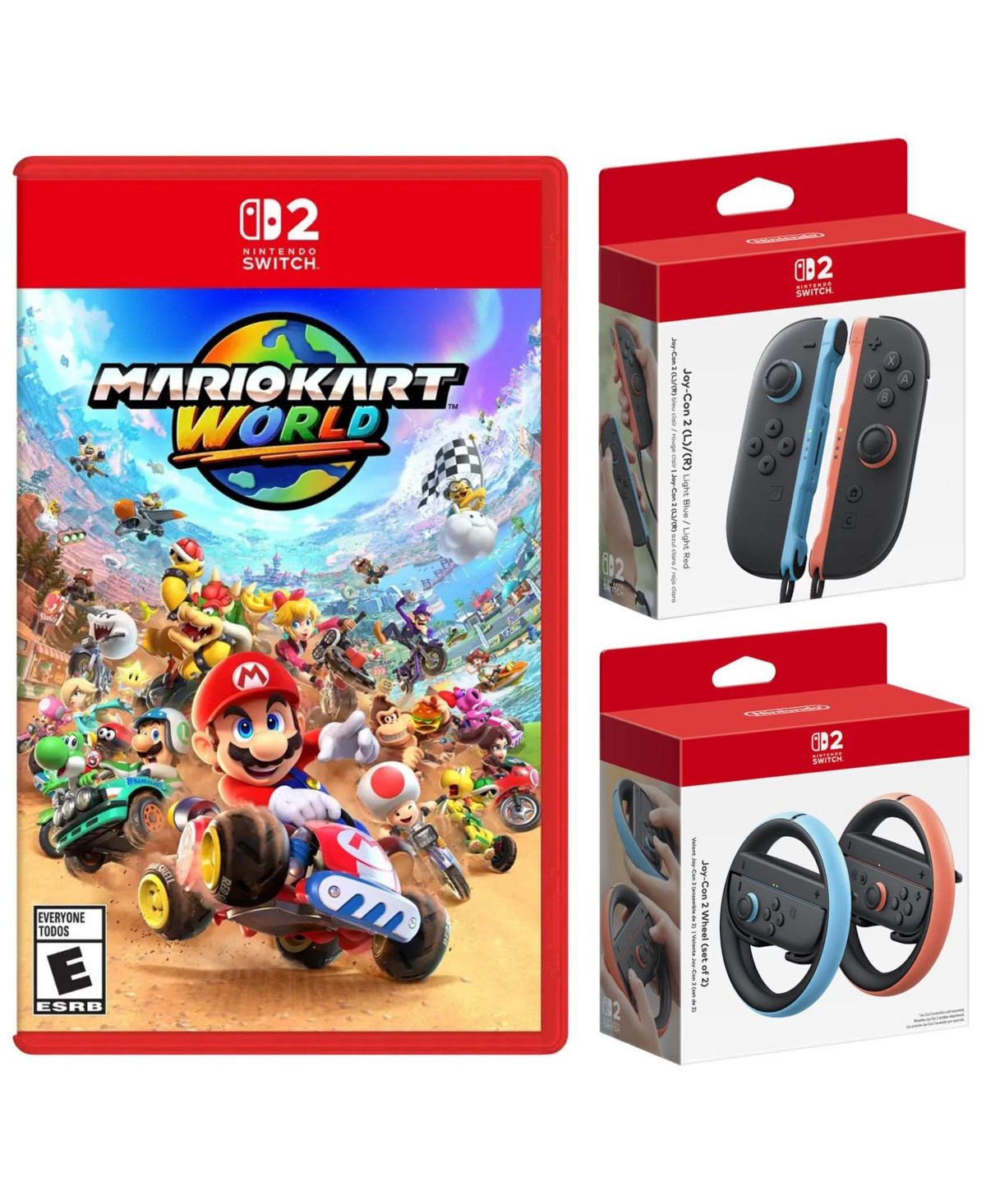 Nintendo Switch 2 Mario Kart World with Joy-Con 2 Blue/Red Controllers and Wheel Bundle | Macy's