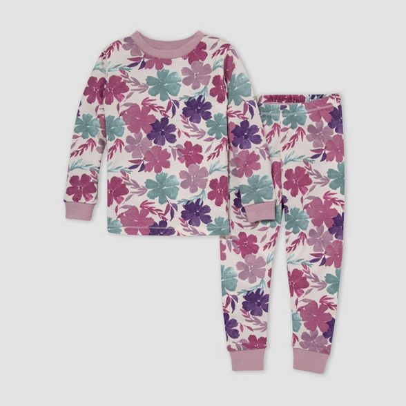 Burt's Bees Baby® Toddler Girls' 2pc Floral Snug Fit Pajama Set - Purple | Target