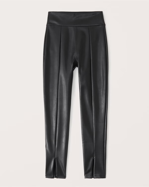 Vegan Leather Zip-Ankle Leggings | Abercrombie & Fitch (US)