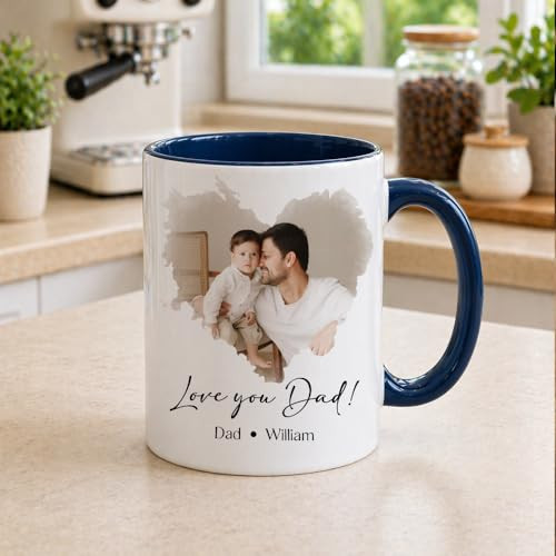 Personalized Photo Mug Custom Dad Gift, Upload Picture Name Printed Ceramic Cup, Father Theme Keepsake, Family Memory Coffee Mug, Unique Design for Daily Use, Home Kitchen Decor | Amazon (US)