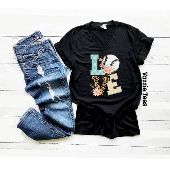 Love Baseball Shirt - Baseball Mom Shirts - Leopard Print Baseball - Women's Shirts - Unisex Adul... | Etsy (US)