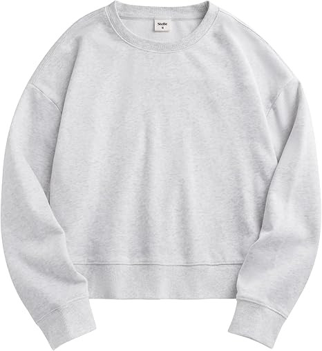 Stelle Cropped Sweatshirts for Women Cotton Long Sleeve Crop Tops Crewneck Pullover Oversized Swe... | Amazon (US)