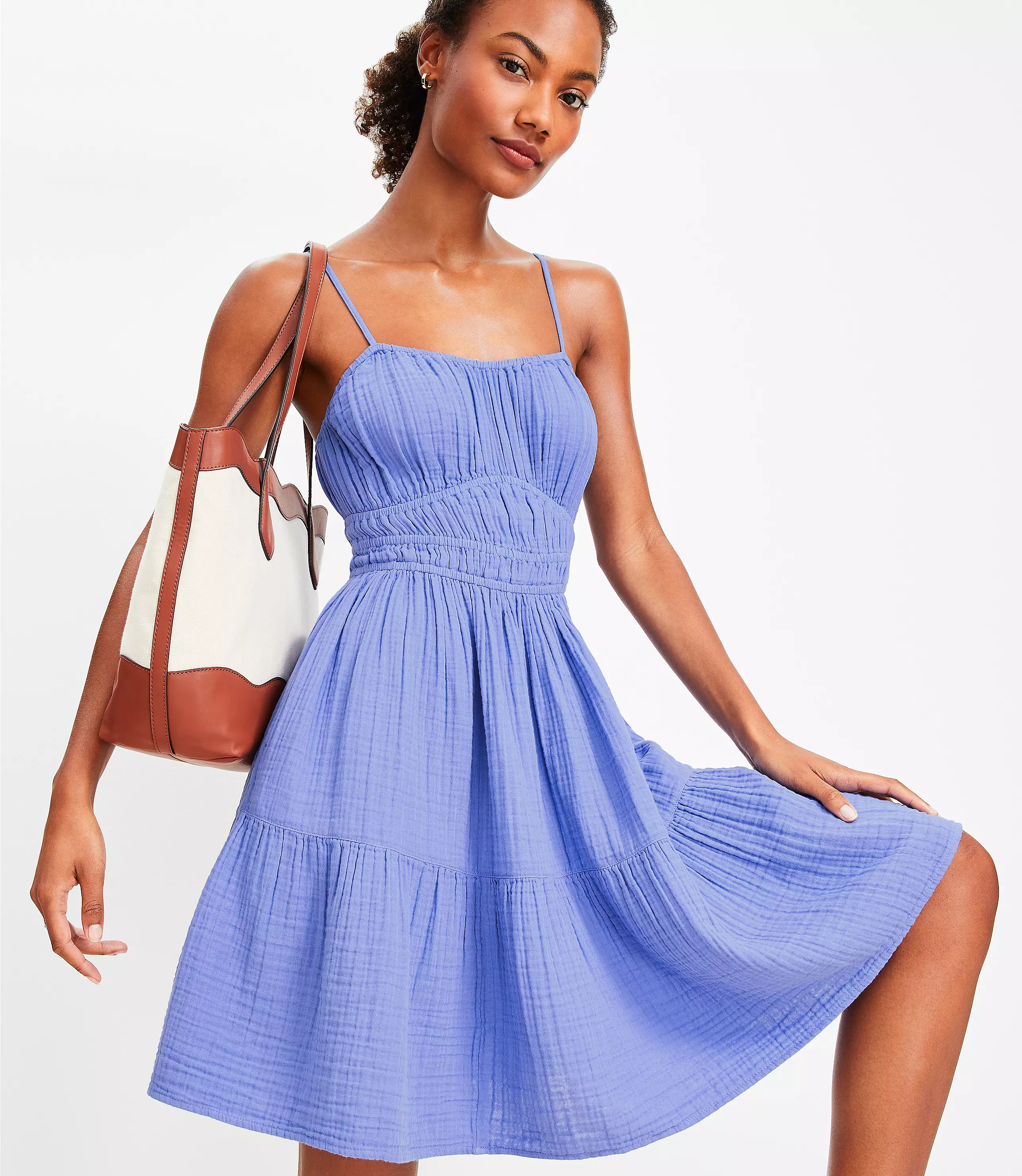 LOFT Beach Triple Cloth Strappy Mini Pocket Dress | LOFT