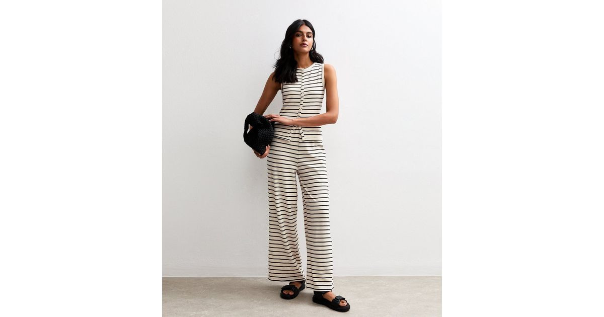 Off White Striped Wide Leg Trousers
						
						Add to Saved Items
						Remove from Saved Items | New Look (UK)